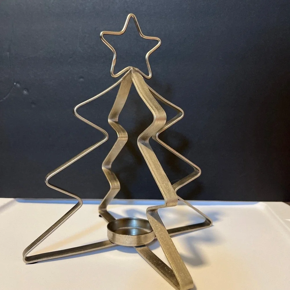 Metal Christmas Tree‎ Candle Holder Star Topper Table Decor tea light
